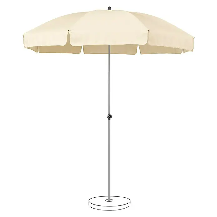 Suncomfort Strandschirm Siesta - Ecru, Durchmesser Bespannung: 200 cm - Ein beiger Gartenschirm mit einem stabilen Standfuß bietet idealen Sonnenschutz und spendet Schatten im Außenbereich.