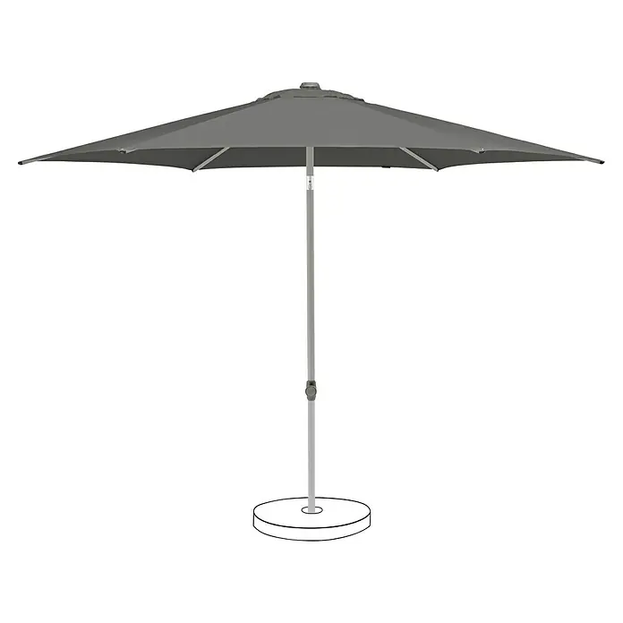 Suncomfort Marktschirm rund Pop Up - Steingrau, Durchmesser Bespannung: 300 cm - Grauer Gartenschirm mit solidem Standfuß für entspannte Stunden im Freien. Schützt zuverlässig vor Sonne und bietet angenehmen Schatten.