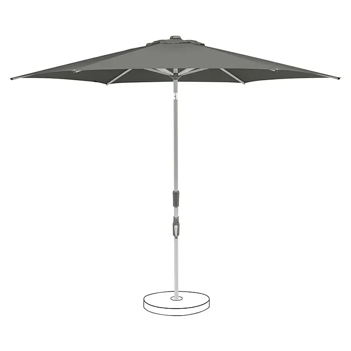 Suncomfort Marktschirm rund Slide - Steingrau, Durchmesser Bespannung: 250 cm - Ein grauer Gartenschirm mit einem stabilen Ständer sorgt für angenehmen Schatten im Außenbereich. Perfekt für entspannte Stunden im Garten.