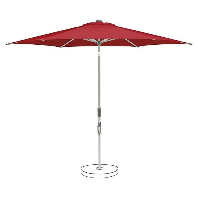 Suncomfort Marktschirm rund Slide - Aurora Rot, Durchmesser Bespannung: 300 cm - Roter Gartenschirm mit solidem Ständer, ideal für sonnige Tage im Freien. Der Schirm spendet angenehmen Schatten.