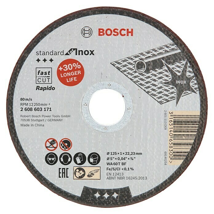 Bosch Professional Trennscheibe Standard for Inox Rapido (Durchmesser Scheibe: 125 mm, Stärke Scheibe: 1 mm) | BAUHAUS