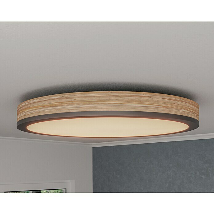 Globo Doro LED-Deckenleuchte rund Holzoptik (40 W, Durchmesser: 60 cm, Graphit/Holzoptik, Mehrfarbig) | BAUHAUS