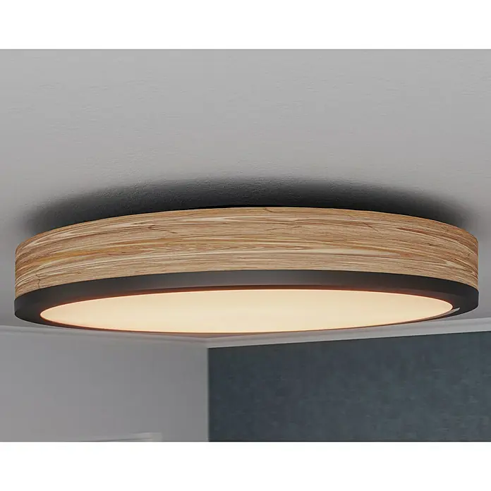 Globo Doro LED-Deckenleuchte rund Holzoptik - 24 W, Durchmesser: 45 cm, Graphit/Holzoptik, Mehrfarbig - Elegante Deckenleuchte mit Holzoptik und sanftem Lichtschein, ideal für moderne Wohnräume.