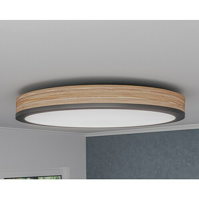 Globo Doro LED-Deckenleuchte rund Holzoptik (40 W, Durchmesser: 60 cm, Graphit/Holzoptik, Mehrfarbig) | BAUHAUS