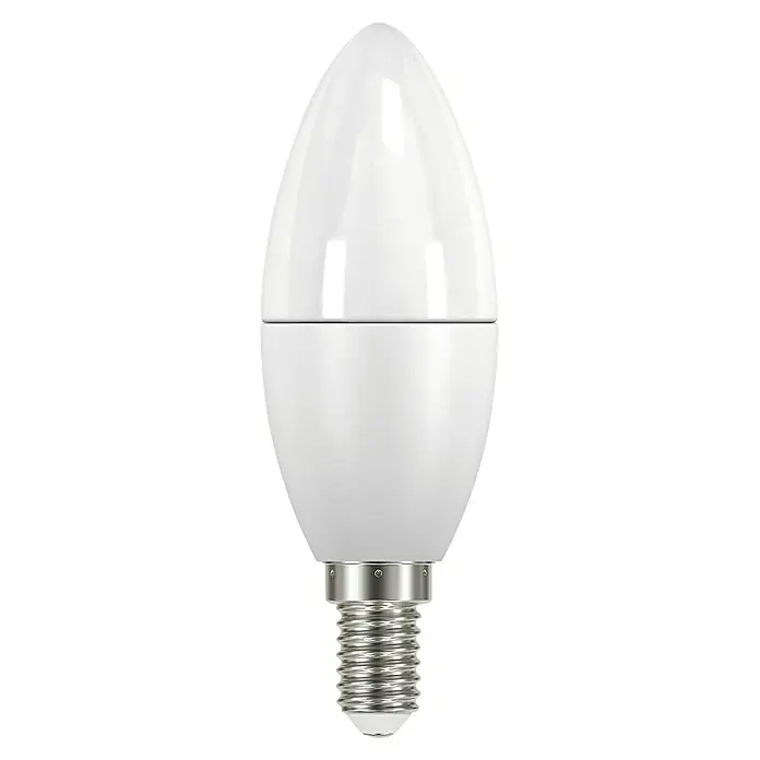 Garza Bombilla LED Vela Pack - E14, No regulable, Blanco cálido, 400 lm, 5 W - Primer plano de una bombilla LED E14, perfecta para crear un ambiente y una solución de iluminación eficiente.