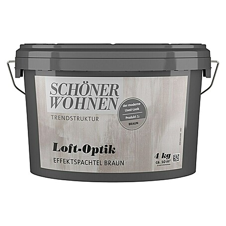 SCHÖNER WOHNEN-Farbe Trendstruktur Effektspachtel Loft-Optik (Braun, 4 kg, Matt)