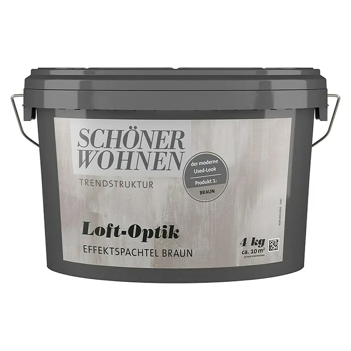 SCHÖNER WOHNEN-Farbe Trendstruktur Dekoputz-Set Loft-Optik - 5 -tlg. - Eimer graue Trendstruktur "Schöner Wohnen" Loft-Optik Effektspachtel Braun. Für moderne Used-Look Wandgestaltung im Innenbereich.