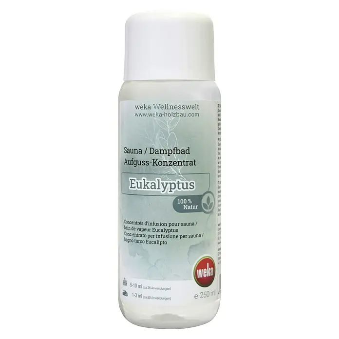 Weka Sauna- & Dampfbadduft - Duft: Eukalyptus, 250 ml - Flasche Weka Sauna & Dampfbad Aufguss-Konzentrat Eukalyptus mit 250ml Inhalt für ein entspannendes Saunaerlebnis.