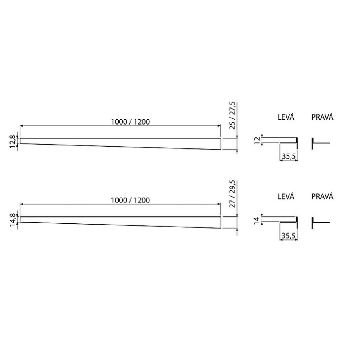 Alcaplast Fliesenprofil Links (Edelstahl, Silber, 120 x 2,95 cm, 14 mm Kantenhöhe, Rostfrei)