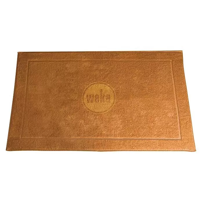 Weka Bodenmatte - 60 x 90 cm, Beige - Rechteckige braune Fußmatte mit erhöhtem Rand und dezentem „wela“-Logo.