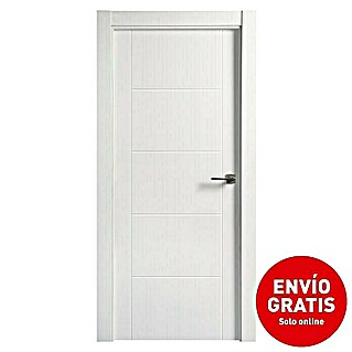 Solid Elements Pack puerta de interior Berlín (82,5 x 203 cm, Izquierda, Blanco lacado, Macizo, Ciega)