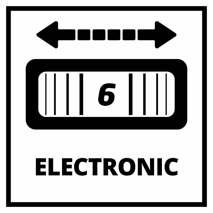 Einhell Classic Lijadora excéntrica eléctrica TC-RS 425 E - 425 W, Diámetro disco de lija: 125 mm - Ilustración de una pantalla electrónica con flechas que indican la ajustabilidad, acompañada del texto "Electronic".