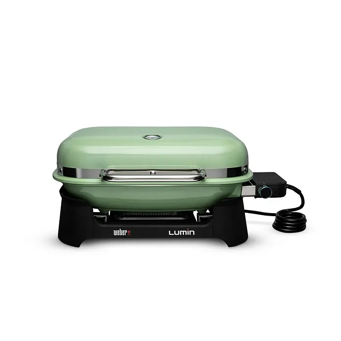 Weber Elektrogrill Lumin - Grillfläche (B x T): 49 x 33 cm, 2.200 W, Mintgrün - Weber Lumin Elektrogrill in frühlingshaftem Grün, ideal für Balkon und Terrasse. Kompaktes Design mit präziser Temperaturregelung.