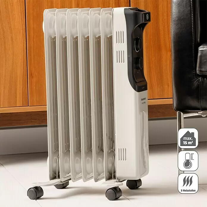 Taurus Ölradiator New Dakar1.500 W, Raumgröße bis ca. 15 m², Weiß