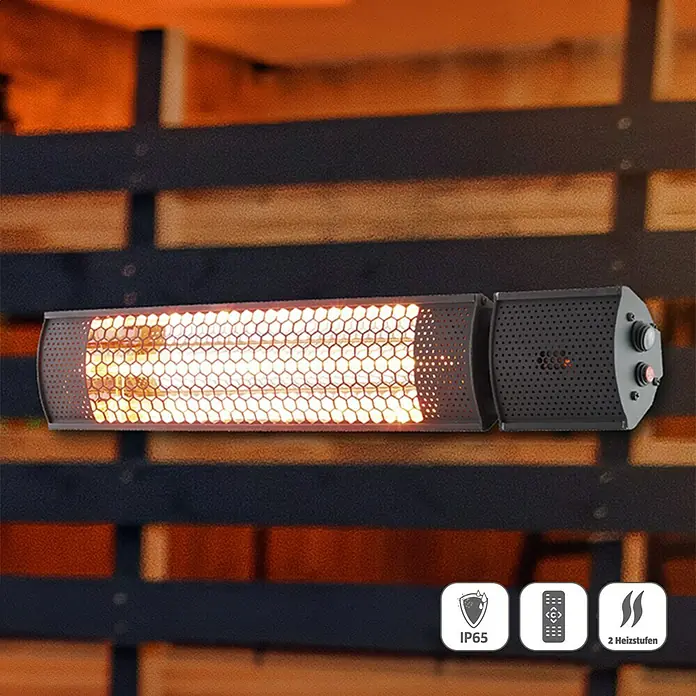 Starlyf Infrarot-Heizstrahler Radiant Heater - 7,2 x 67,5 x 10,5 cm, 2.000 W, Schwarz - Wandheizstrahler mit Schutzart IP65, Fernbedienung und 2 Heizstufen, ideal für den Außenbereich, sorgt für angenehme Wärme.
