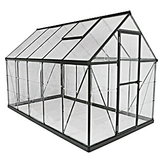 Palram – Canopia Gewächshaus Hybrid (Außenmaß inkl. Dachüberstand (B x T): 208 x 306 cm, 0,7 mm, Anthrazit)