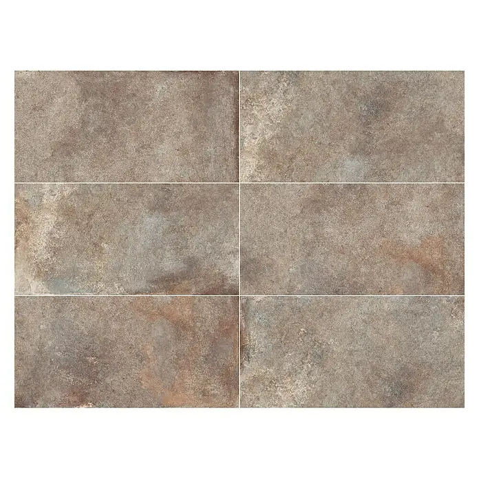 Feinsteinzeugfliese Sandy Beach - 59,7 x 119,7 cm, Grau/Beige, Matt - Sechs Wandfliesen in einem warmen, erdigen Farbton mit einer leicht strukturierten Oberfläche, die ein rustikales Flair verleihen.