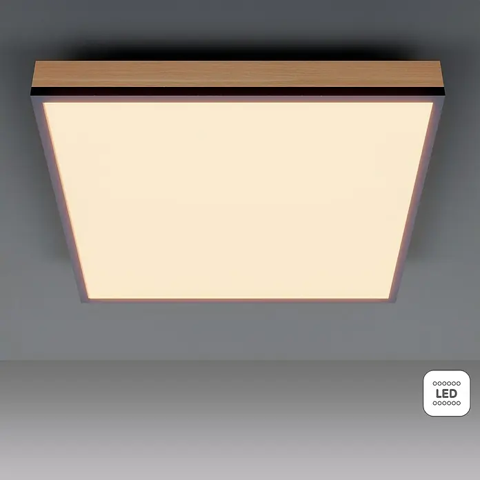 Globo Doro LED-Panel Holzoptik - 12 W, 30 x 30 cm, Holzoptik/Graphit, Warmweiß - Eine quadratische LED-Deckenleuchte mit Holzrahmen sorgt für eine helle und energieeffiziente Beleuchtung in jedem Raum.