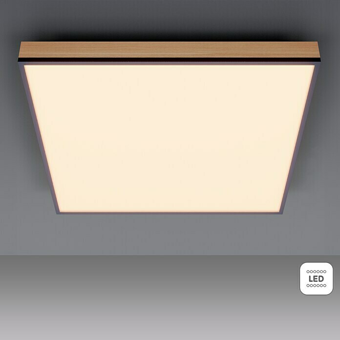 Globo Doro LED-Deckenleuchte Holzoptik (24 W, L x B x H: 51,5 x 36,5 x 11  cm, Holzoptik/Schwarz, Warmweiß) | BAUHAUS
