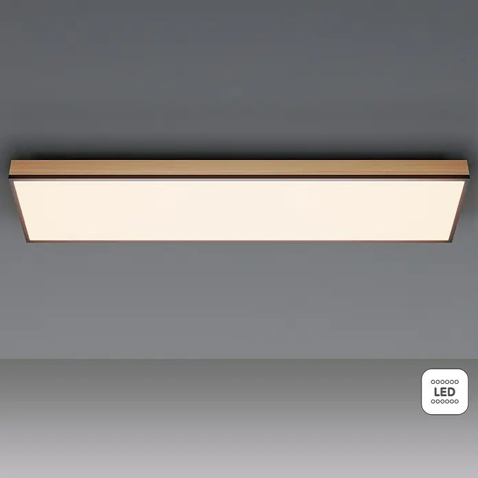 Globo Doro LED-Panel Holzoptik - 24 W, 80 x 20 cm, Holzoptik/Graphit, Warmweiß - Moderne LED-Deckenleuchte mit Holzrahmen. Ideal für Wohn- und Arbeitsbereiche, energiesparend und stilvoll.\n
