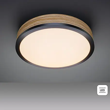 Globo Doro LED-Deckenleuchte rund Holzoptik