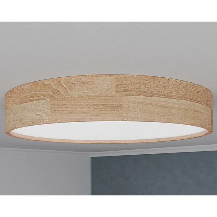 Globo LED-Deckenleuchte rund RAINER - 24 W, Ø x H: 40 x 10,5 cm, Holz, Mehrfarbig - Holzdeckenleuchte mit sanftem, diffusem Licht für eine warme und einladende Atmosphäre im Raum.