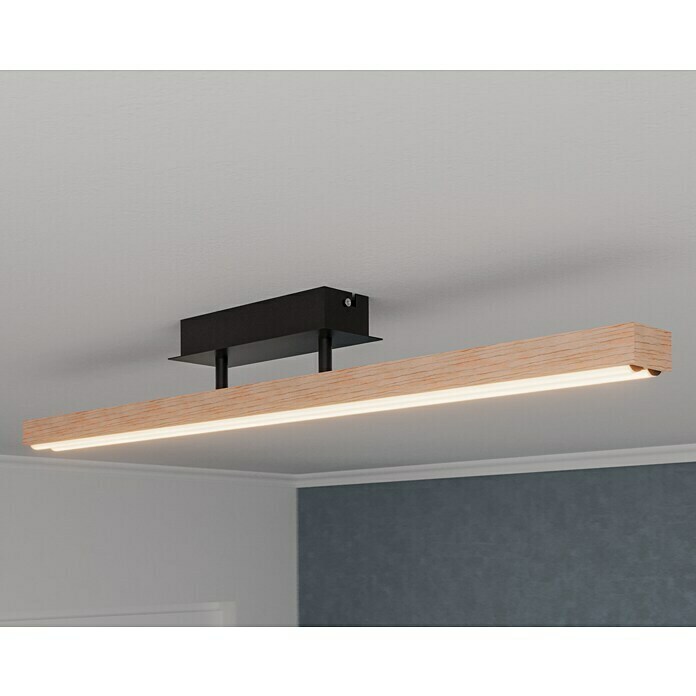 Globo Doro LED-Deckenleuchte Holzoptik (24 W, L x B x H: 81,5 x 7,5 x 14 cm, Holzoptik/Schwarz, Warmweiß) | BAUHAUS