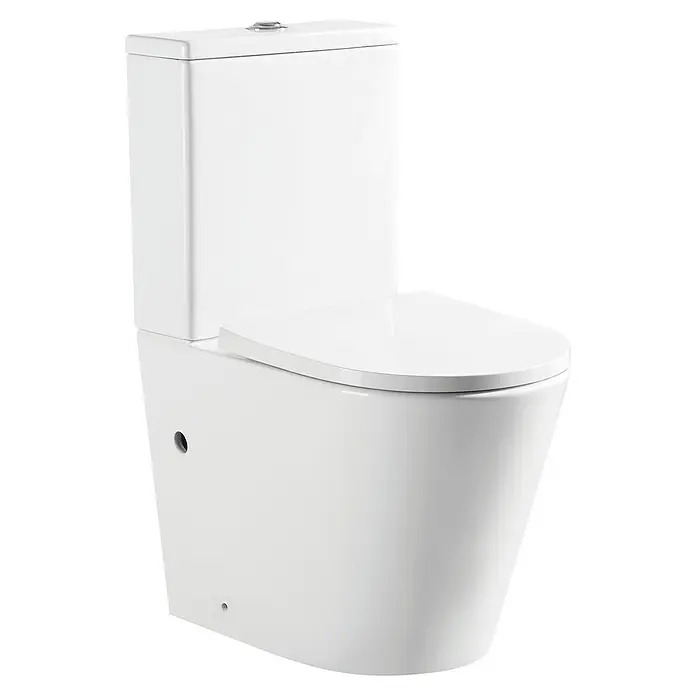 Conjunto de mueble de baño Naomi con pack wc Viena -  - Esta imagen muestra un inodoro moderno de color blanco con cisterna, destacado por su diseño elegante y líneas limpias. Ideal para baños contemporáneos.