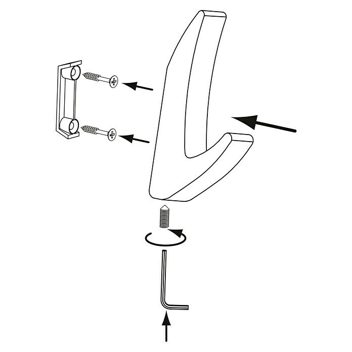 Siro Garderobenhaken 2432/ZN75 (L x B x H: 15 x 81 x 40 mm, Anzahl Haken: 1 Stk.) | BAUHAUS