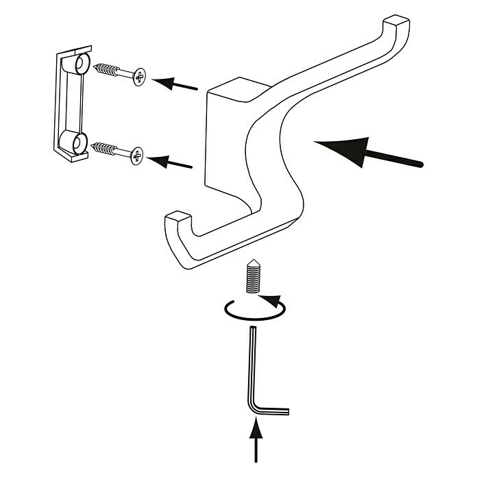 Siro Garderobenhaken 2377/ZN21 (L x B x H: 108 x 63 x 37 mm, Anzahl Haken: 2 Stk.) | BAUHAUS