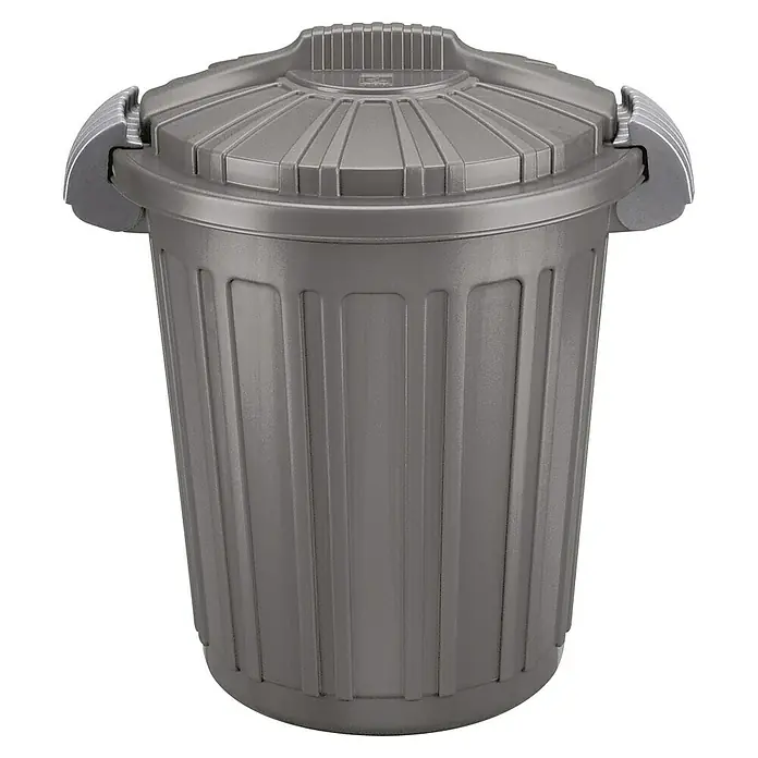 Universaltonne Teo - 46 l - Graue Mülltonne mit Deckel und Griffen an den Seiten für eine einfache Handhabung und Entsorgung von Abfällen.