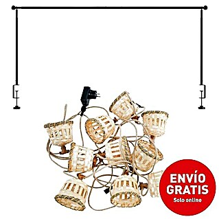 New Garden Guirnalda y barra decorativa Aurora (Para exterior, 8 m, Marrón claro, Ratán)