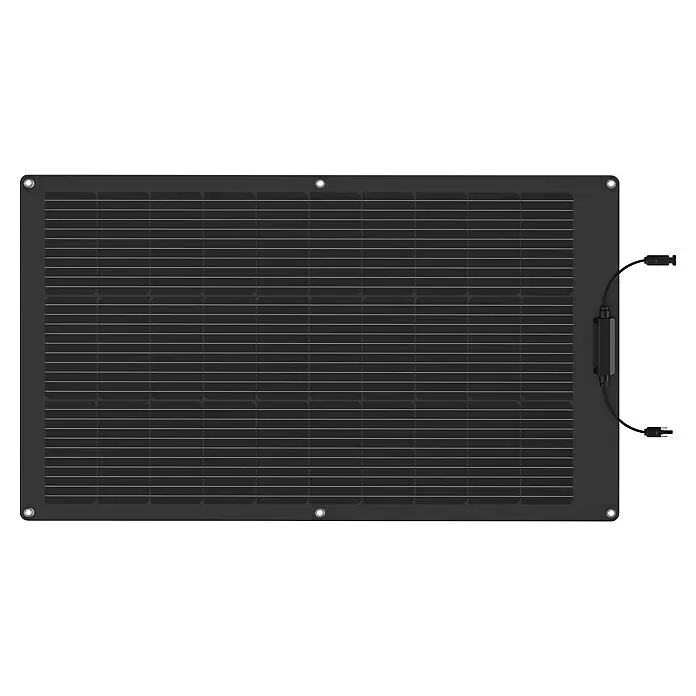 EcoFlow Solarmodul Flexible Full Black - 0% MwSt. (gem. § 12 Abs. 3 UStG) - Nennleistung: 100 W, L x B x H: 105 x 61,2 x 2,5 cm, Wirkungsgrad Solarzelle: 23 % - Schwarzes flexibles Solarpanel mit Ösen und integriertem Kabel mit Anschlüssen.
