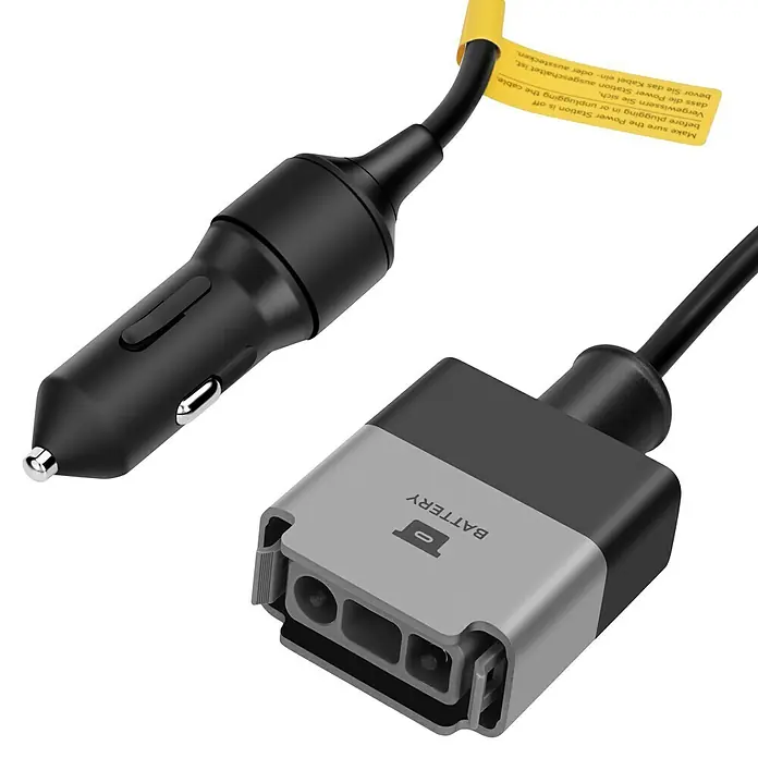 EcoFlow Verbindungskabel - Kabellänge: 0,5 m, Passend für: River 2 / Max / Pro - Ein Auto-Ladegerät-Kabel für eine Powerstation mit einem Stecker für den Zigarettenanzünder und einem Batterieanschluss.