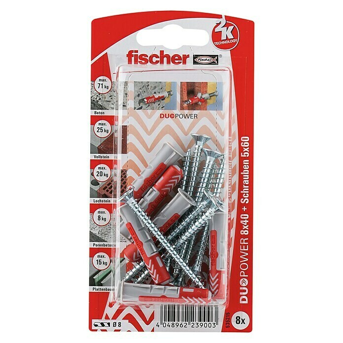 fischer DuoPower 8 x 40 S LD with screw
