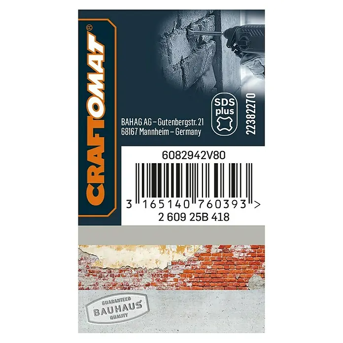 Craftomat Cincel plano SDS-Plus - Largo: 250 mm - Imagen del producto del taladro Craftomat SDS Plus, ideal para perforar mampostería. Garantía de calidad Bauhaus.