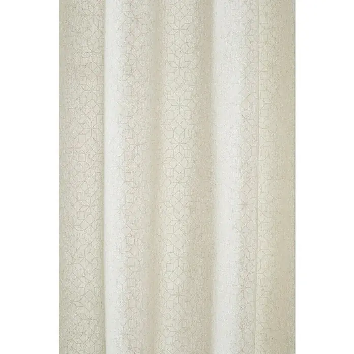 Cortina con ollaos Kruger - An x Al: 140 x 260 cm, Beige/Blanco - Primer plano de una elegante cortina de color crema con un sutil patrón geométrico, que añade un toque de textura a cualquier habitación.