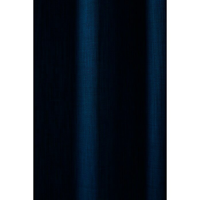 Cortina con ollaos Linoso Blackout (140 x 260 cm, 100% poliéster, Azul oscuro)
