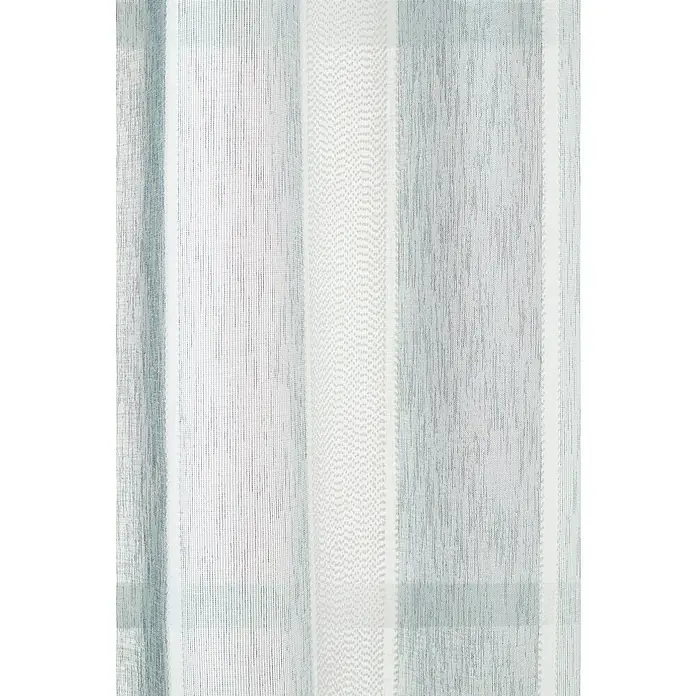 Visillo para ventana Candy estructura - An x Al: 140 x 270 cm, 100% poliéster, Azul/Gris - Primer plano de una cortina a rayas. Las rayas están en varios tonos de gris y blanco y tienen diferentes texturas.