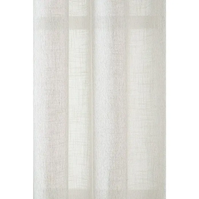 Visillo para ventana Kyos - 200 x 270 cm, 100% poliéster, Marrón - Primer plano de una cortina blanca con una textura ligera, ideal para una iluminación suave y decoración de ventanas.