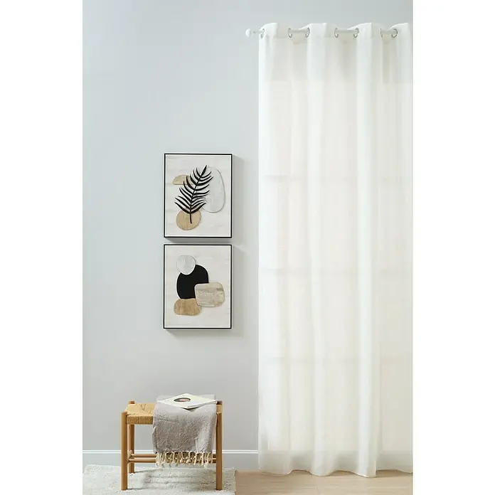 Visillo para ventana Kyos - 200 x 270 cm, 100% poliéster, Natural - Panel de cortina blanca con ojales, perfecto para sala de estar o dormitorio, que ofrece control de luz y privacidad.
