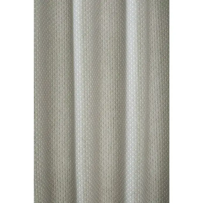 Cortina con ollaos Pike - An x Al: 140 x 260 cm, Gris - Primer plano de una cortina elegante y texturizada, que muestra sutiles reflejos de luz y una textura superficial refinada.