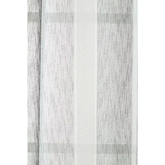 Visillo para ventana Candy - An x Al: 140 x 260 cm, 100% poliéster, Gris/Blanco - Imagen de una elegante cortina de rayas con diferentes texturas, que añade un toque de estilo a cualquier habitación.