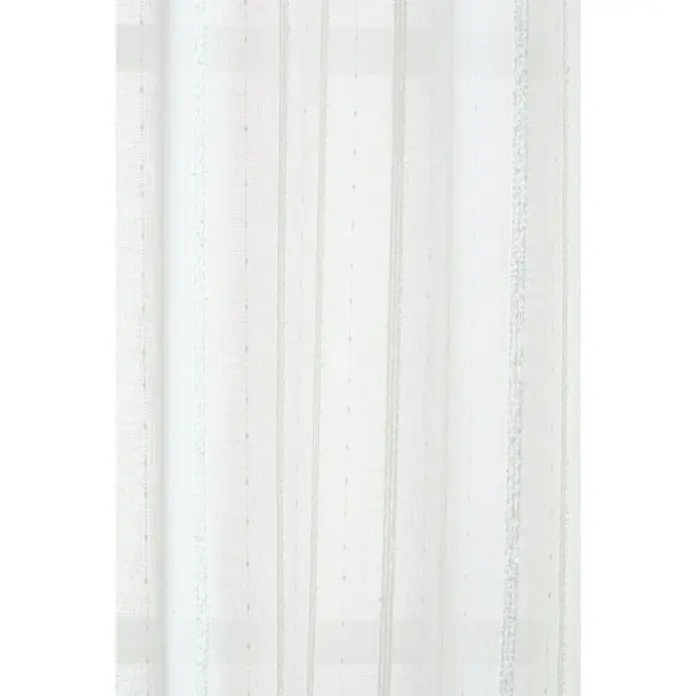 Visillo para ventana Daniele - An x Al: 140 x 260 cm, 100% poliéster, Blanco - Primer plano de una cortina blanca con rayas delicadas, que proporciona un ambiente luminoso y aireado. Ideal para salas de estar y dormitorios.