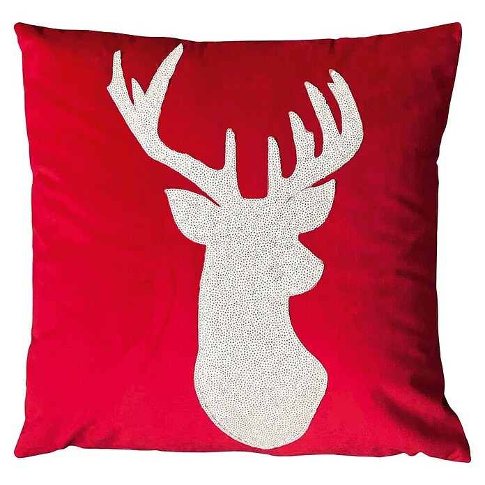 Žametna blazina  (Belo/rdeče barve, 45 x 45 cm, 85 % poliester, 15 % PET) | 6509 - Kissen | HDGB - Kissen/Decken/Polster | HDG - Heimtextil | HD - Ambiente | H - Innendeko/Farben | BAUHAUS