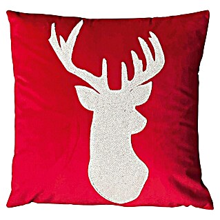Žametna blazina (Belo/rdeče barve, 45 x 45 cm, 85 % poliester, 15 % PET)