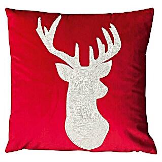 Žametna blazina (Belo/rdeče barve, 45 x 45 cm, Material zaščitne prevleke: 85 % poliester, 15 % PET)