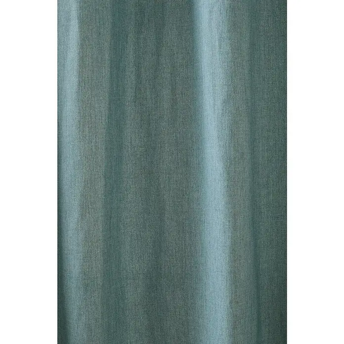 Cortina con ollaos Eco Green - An x Al: 140 x 270 cm, Turquesa - Primer plano de una cortina de tela azul claro con una textura fina y pliegues suaves, que transmite una atmósfera tranquila y elegante.