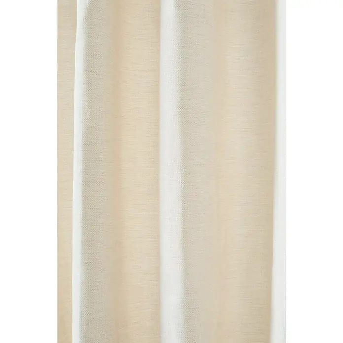 Cortina con ollaos Eco Green - An x Al: 140 x 270 cm, Crudo - Un primer plano detallado de cortinas color marfil revela una textura fina, mostrando un diseño elegante y sencillo.