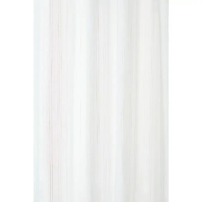 Visillo para ventana Feroe Jacquad - An x Al: 140 x 250 cm, 100% poliéster, Blanco - Primer plano de una cortina de voile blanca, con líneas verticales sutiles que crean una textura elegante y filtran la luz suavemente.
